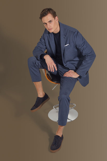 Single breasted suit flat trousers jersey fabric