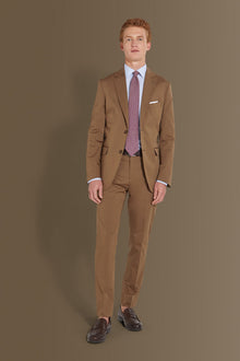 Single breasted suit flat trousers cotton blend fabric solid colour made in italy