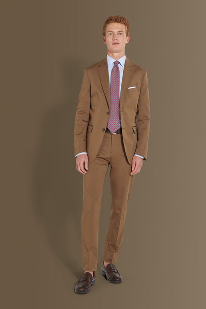 Single breasted suit flat trousers cotton blend fabric solid colour made in italy