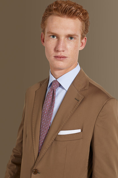 Single breasted suit flat trousers cotton blend fabric solid colour made in italy