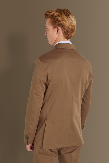 Single breasted suit flat trousers cotton blend fabric solid colour made in italy