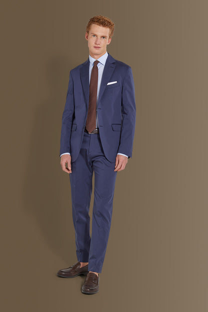 Single breasted suit flat trousers cotton blend fabric solid colour made in italy
