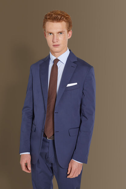 Single breasted suit flat trousers cotton blend fabric solid colour made in italy