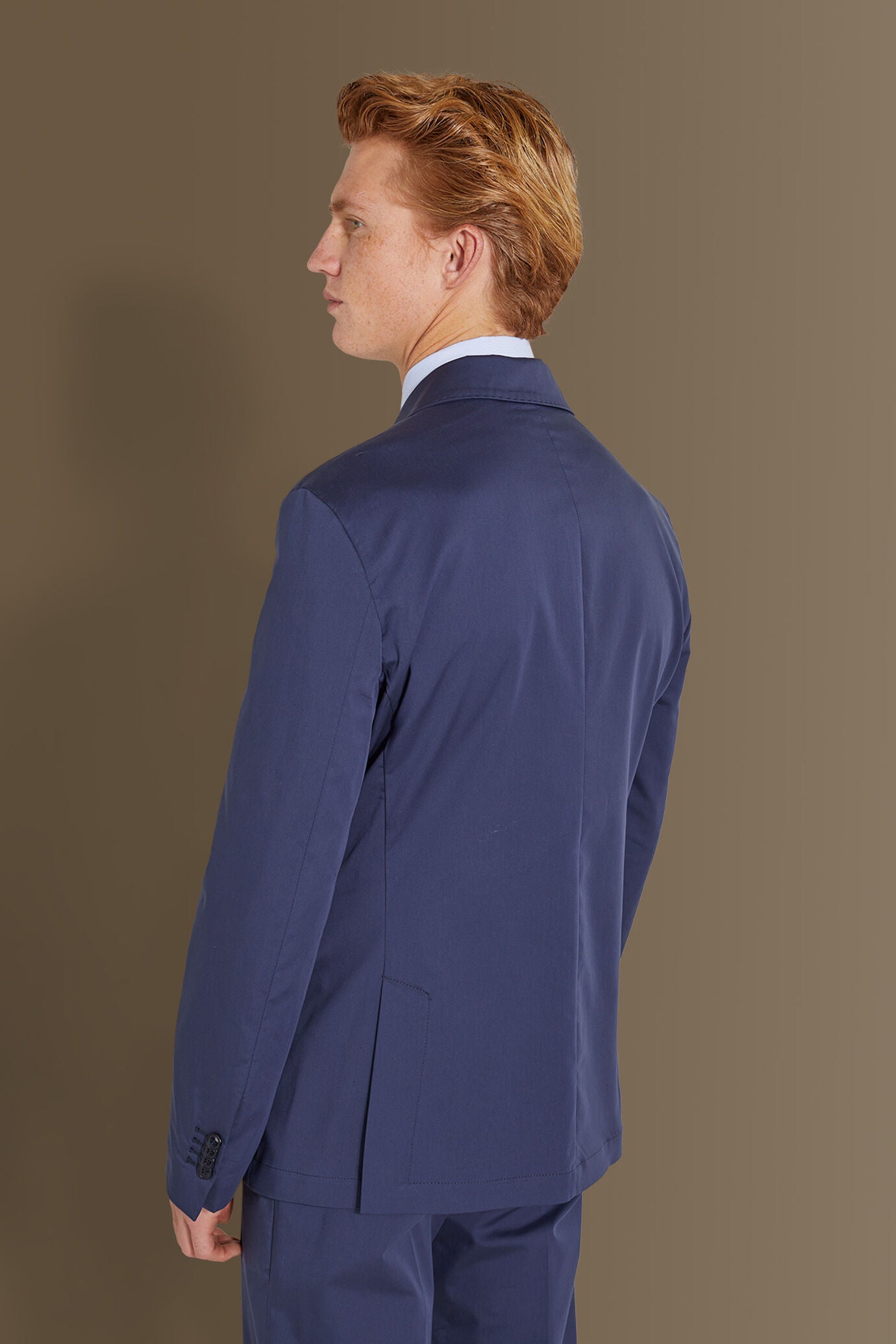 Single breasted suit flat trousers cotton blend fabric solid colour made in italy