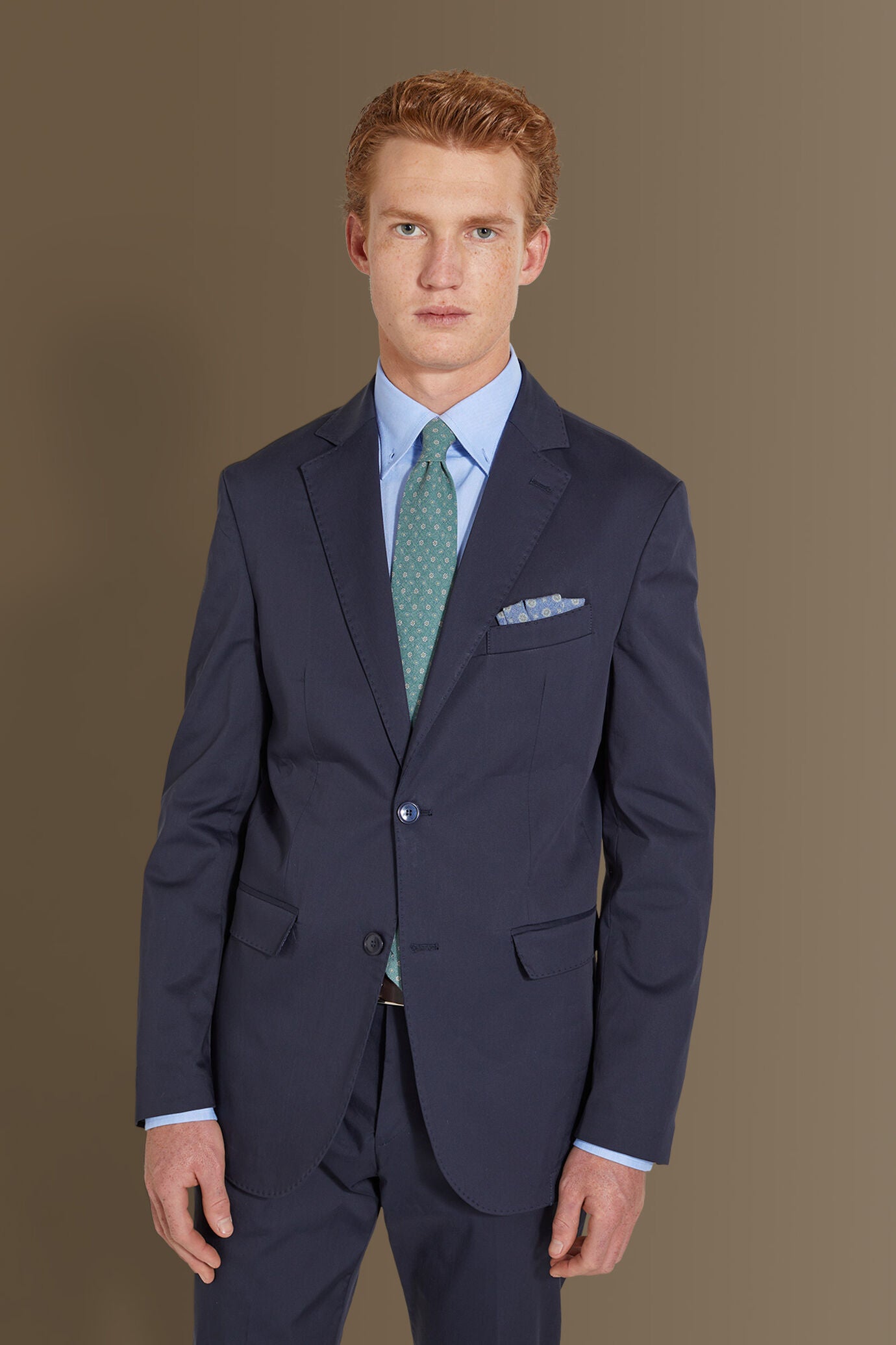 Single breasted suit flat trousers cotton blend fabric solid colour made in italy
