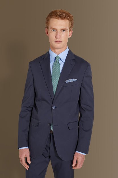 Single breasted suit flat trousers cotton blend fabric solid colour made in italy