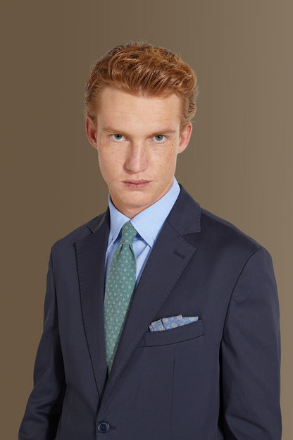 Single breasted suit flat trousers cotton blend fabric solid colour made in italy