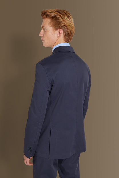Single breasted suit flat trousers cotton blend fabric solid colour made in italy