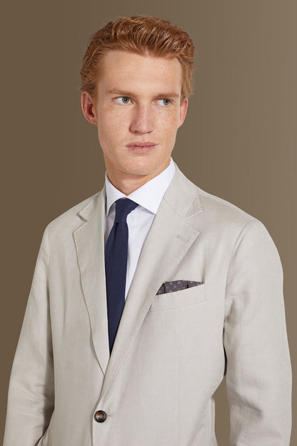 Single breasted suit flat trousers 100% linen made in Italy