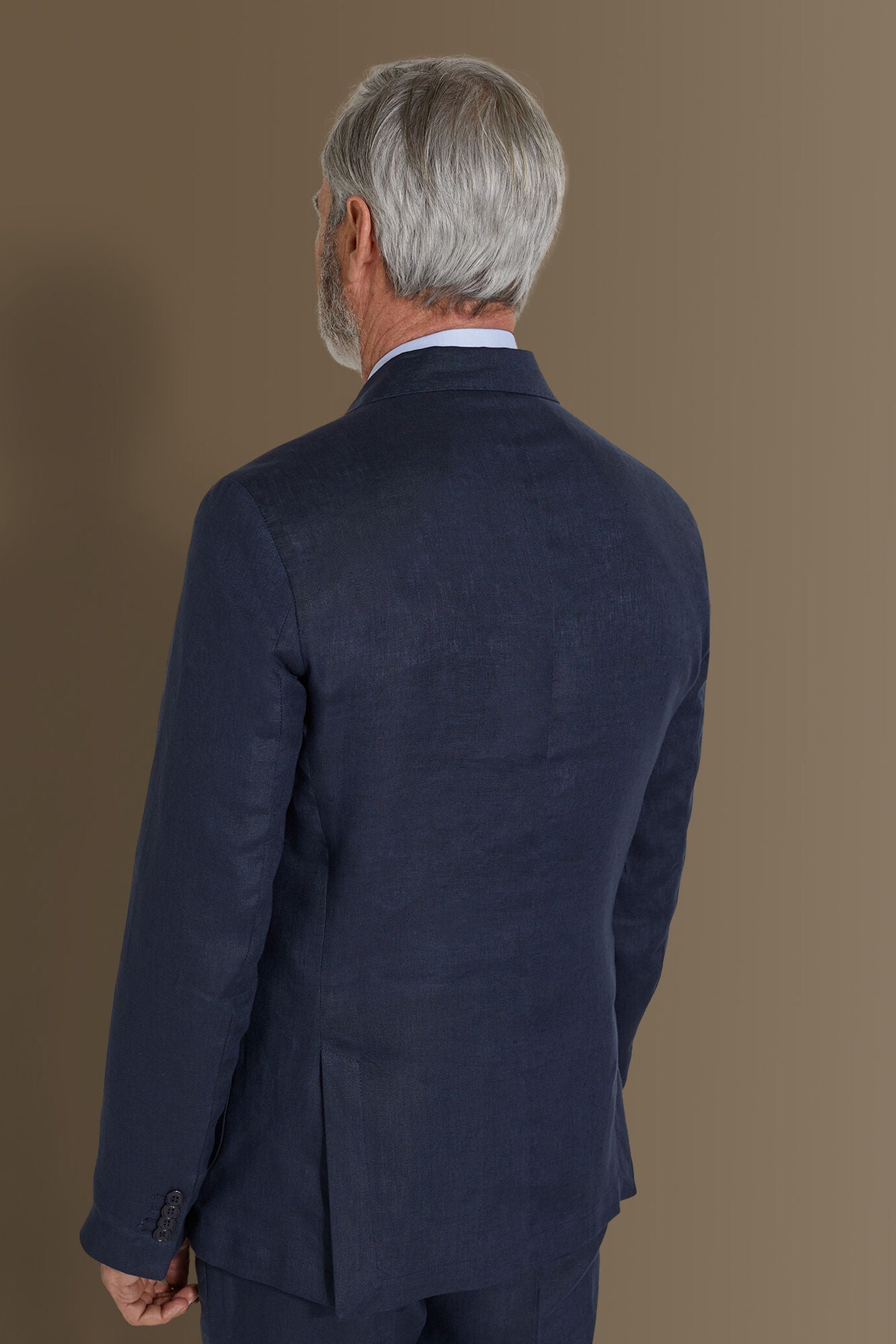 Single breasted suit flat trousers 100% linen made in Italy