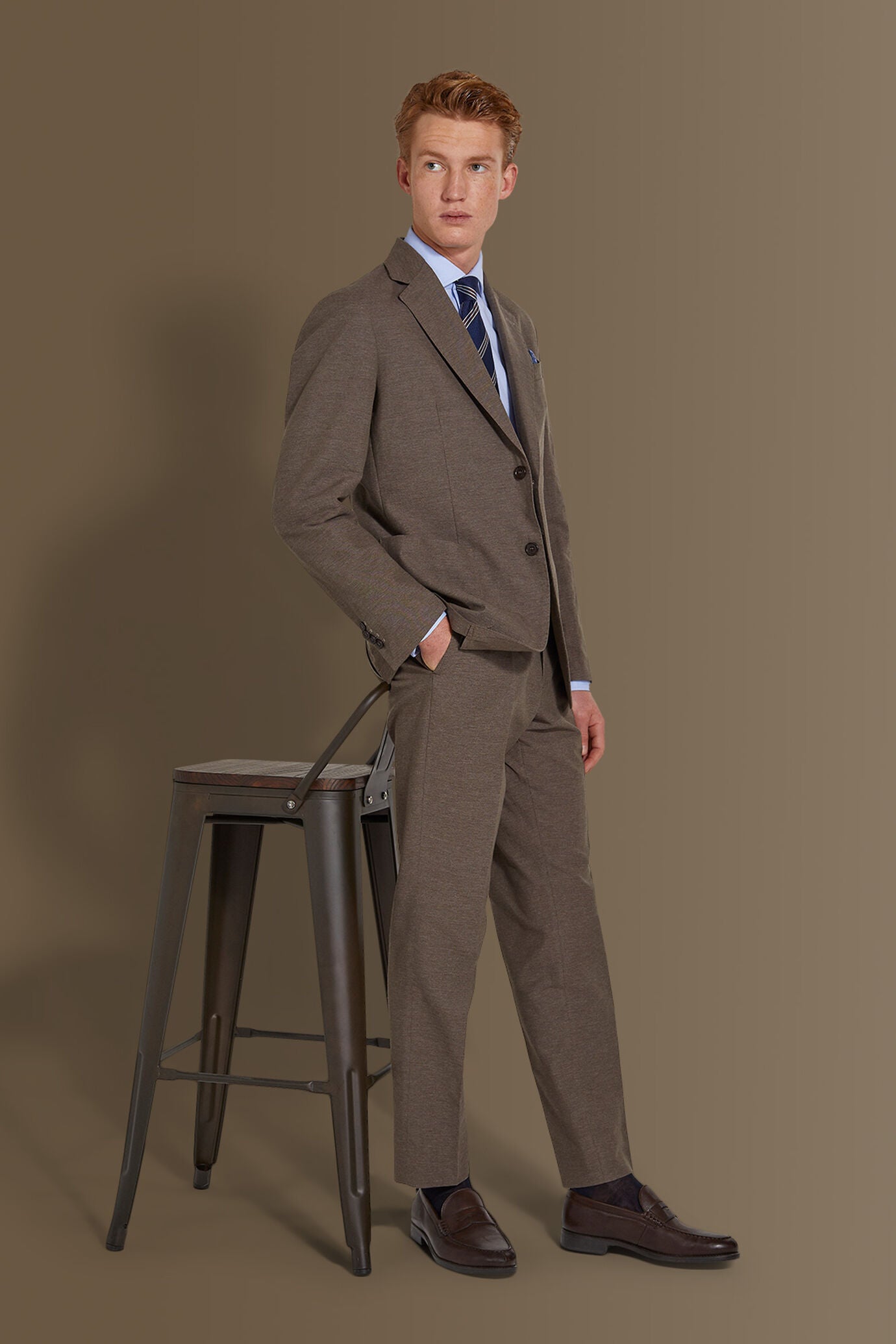Single breasted suit flat trousers 100% linen made in italy