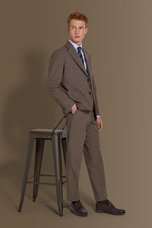 Single breasted suit flat trousers 100% linen made in italy