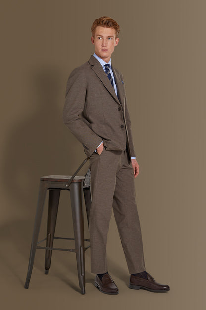 Single breasted suit flat trousers 100% linen made in italy