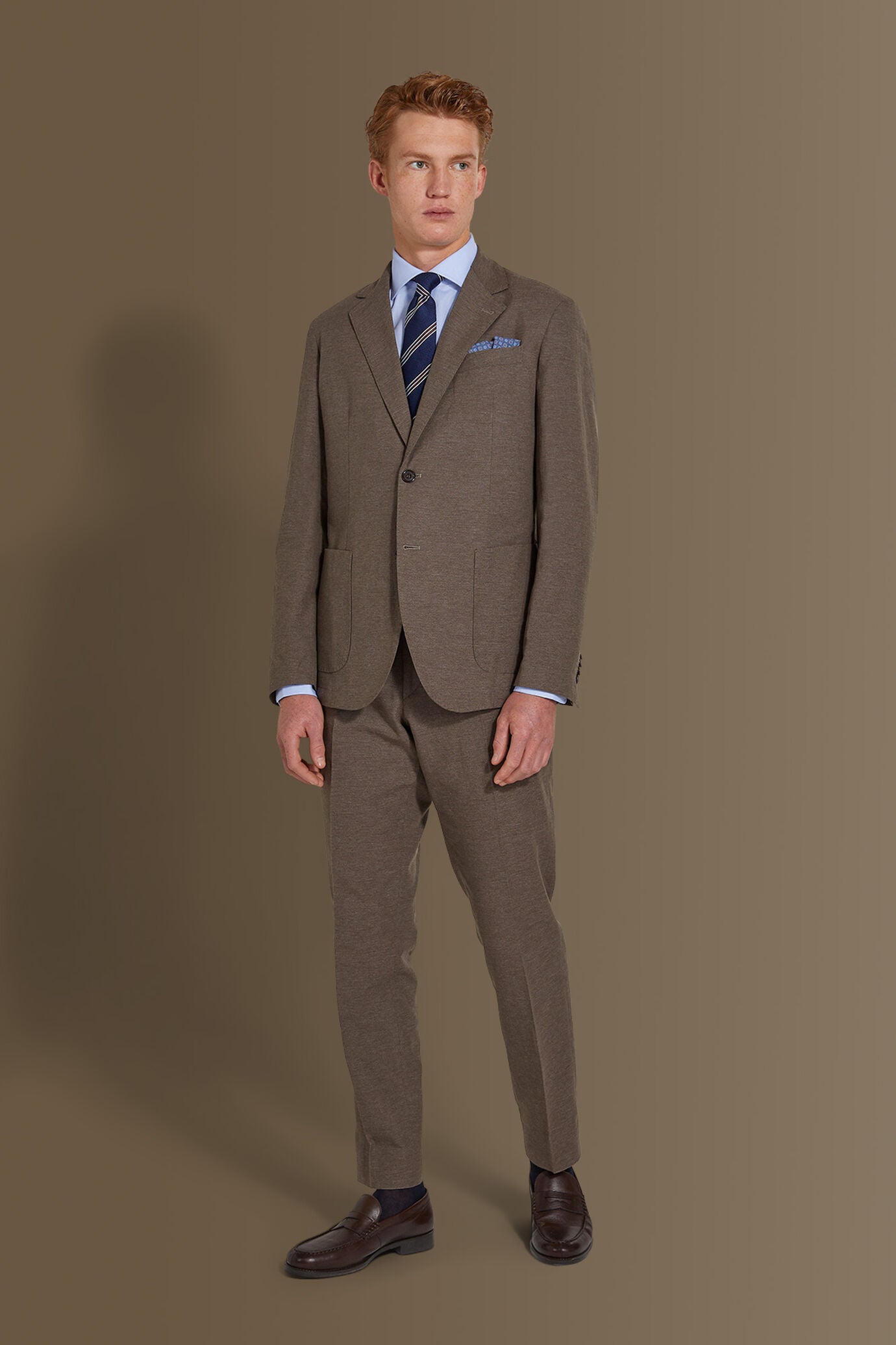 Single breasted suit flat trousers 100% linen made in italy