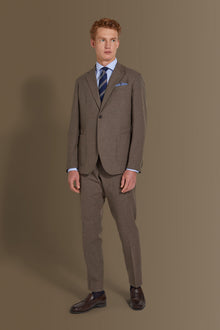 Single breasted suit flat trousers 100% linen made in italy
