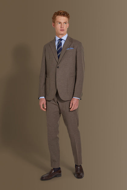 Single breasted suit flat trousers 100% linen made in italy