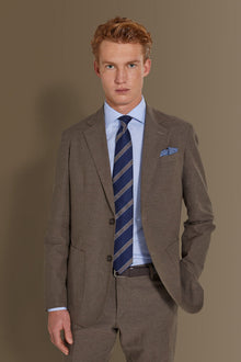 Single breasted suit flat trousers 100% linen made in italy