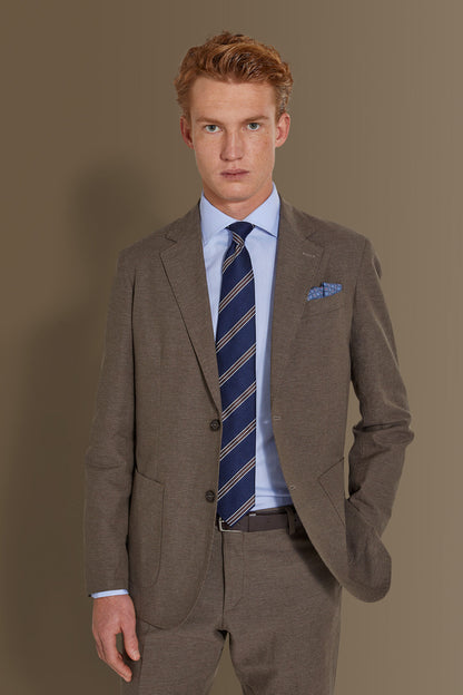 Single breasted suit flat trousers 100% linen made in italy