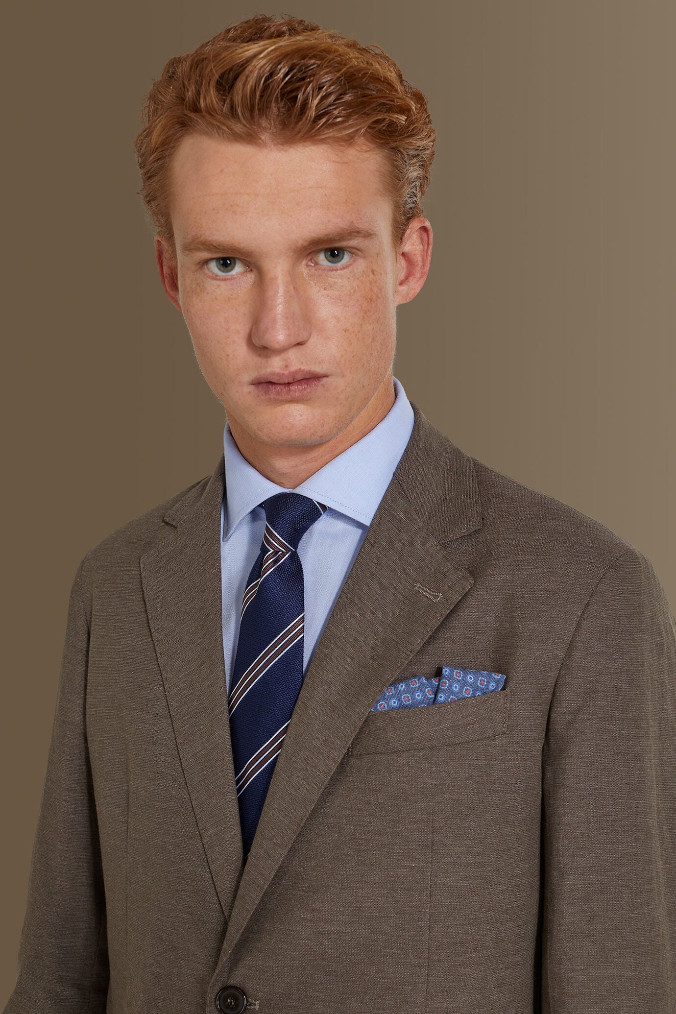 Single breasted suit flat trousers 100% linen made in italy
