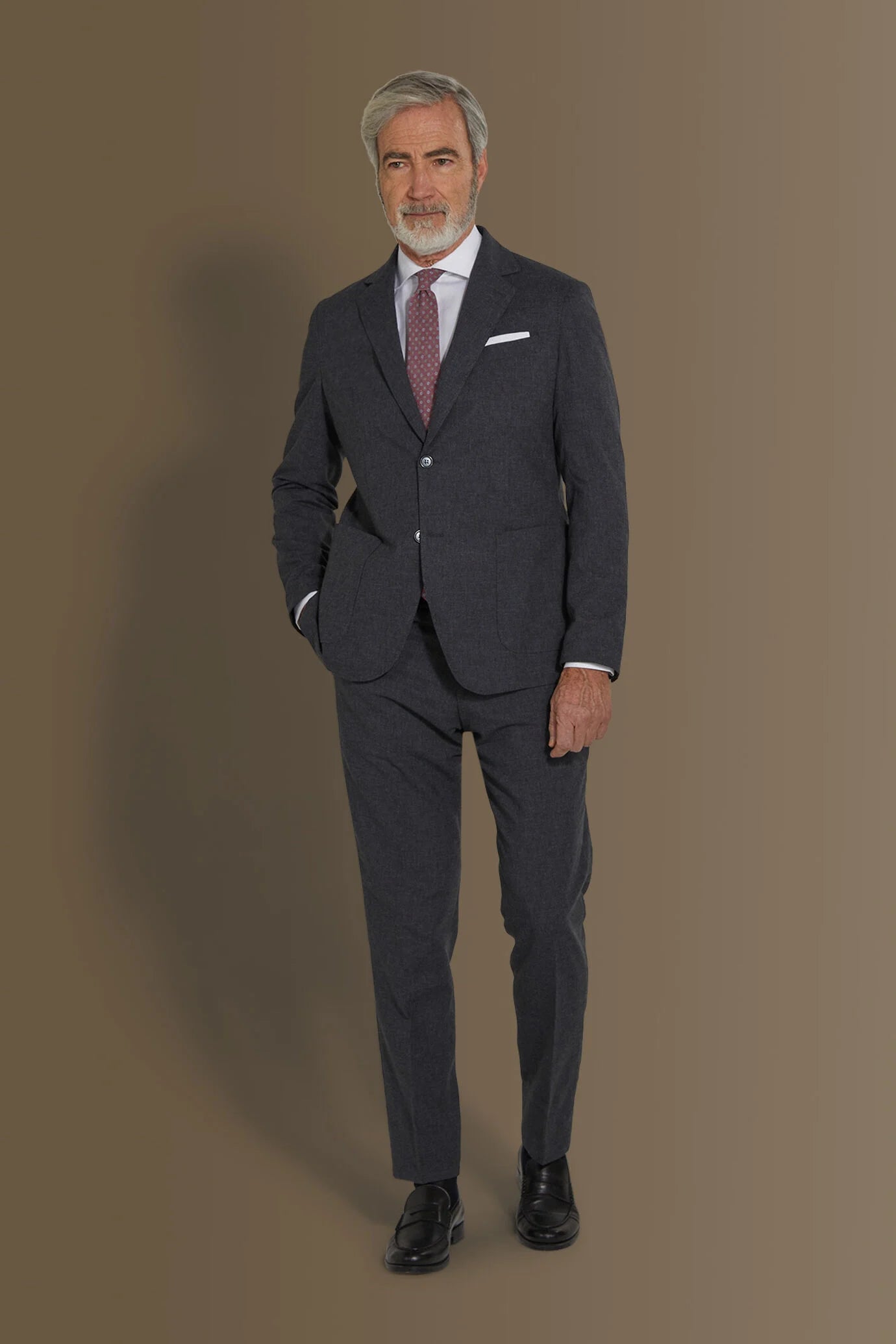 Single breasted suit flat trousers 100% linen made in italy