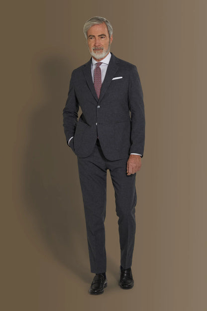 Single breasted suit flat trousers 100% linen made in italy