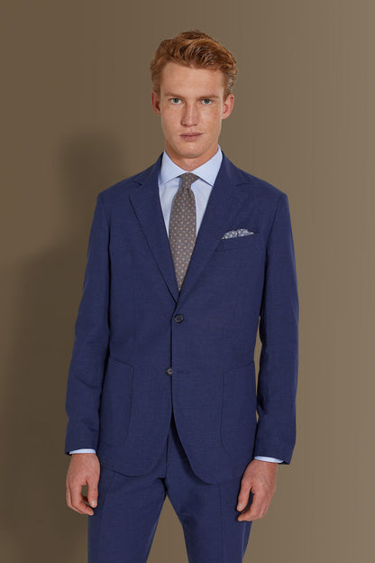Single breasted suit flat trousers 100% linen made in italy