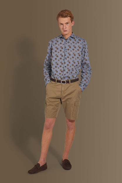 Cargo bermuda twill stretch construction