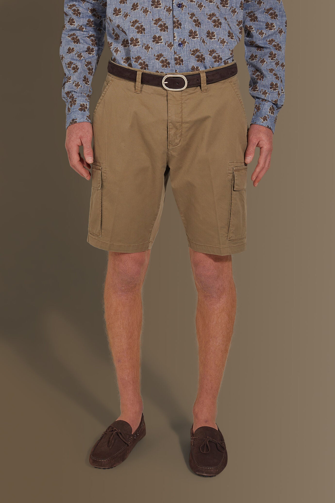 Cargo bermuda twill stretch construction