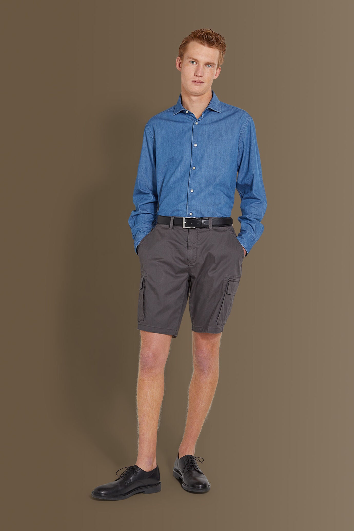 Cargo bermuda twill stretch construction