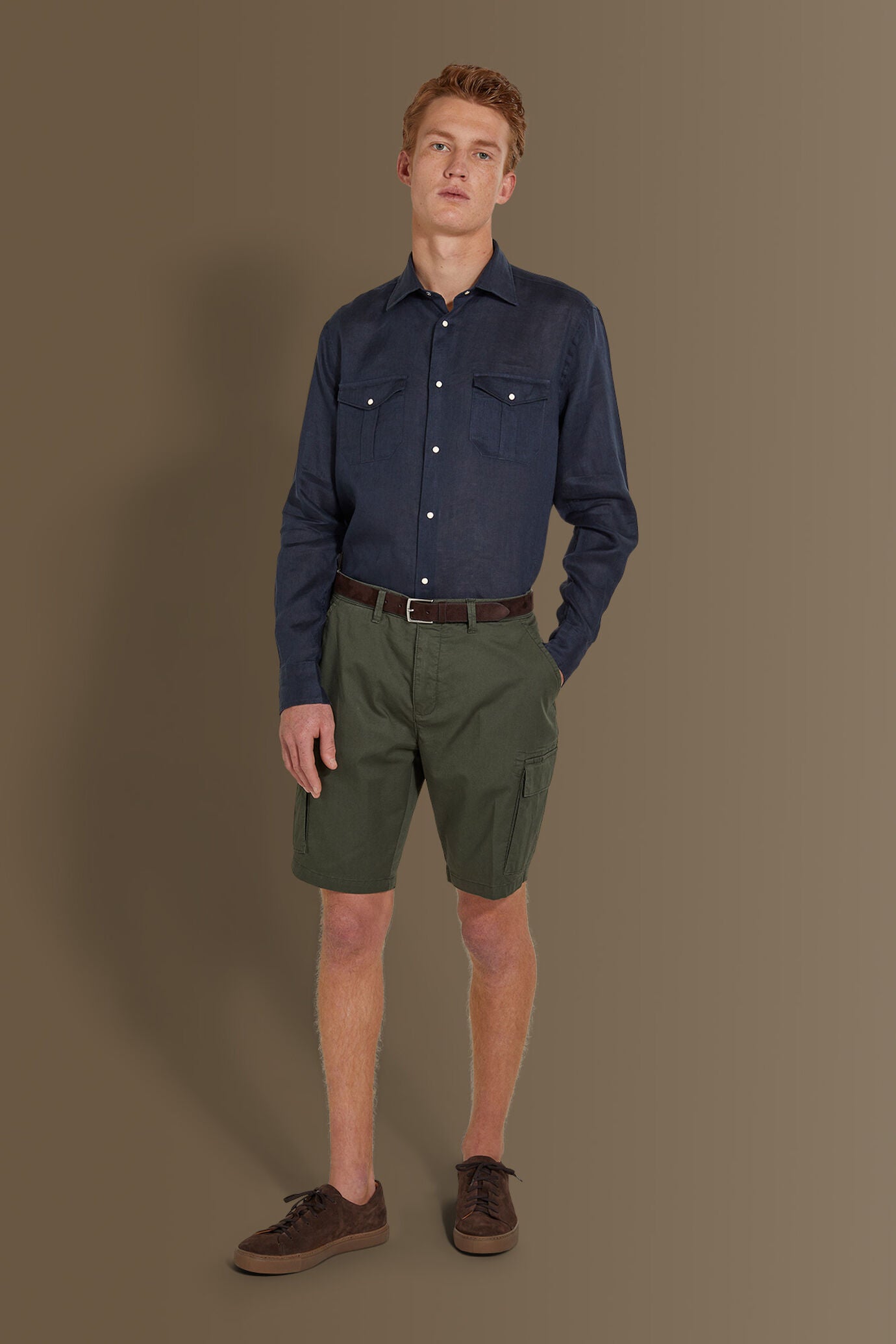 Cargo bermuda twill stretch construction