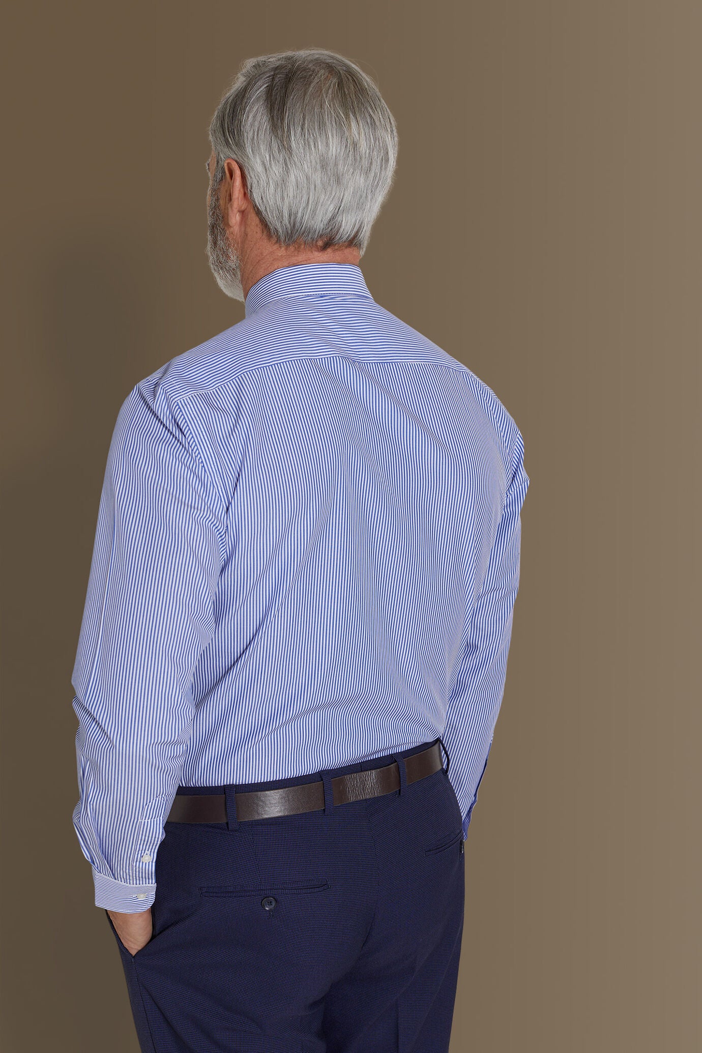 Classic shirt french collar stripes fabric