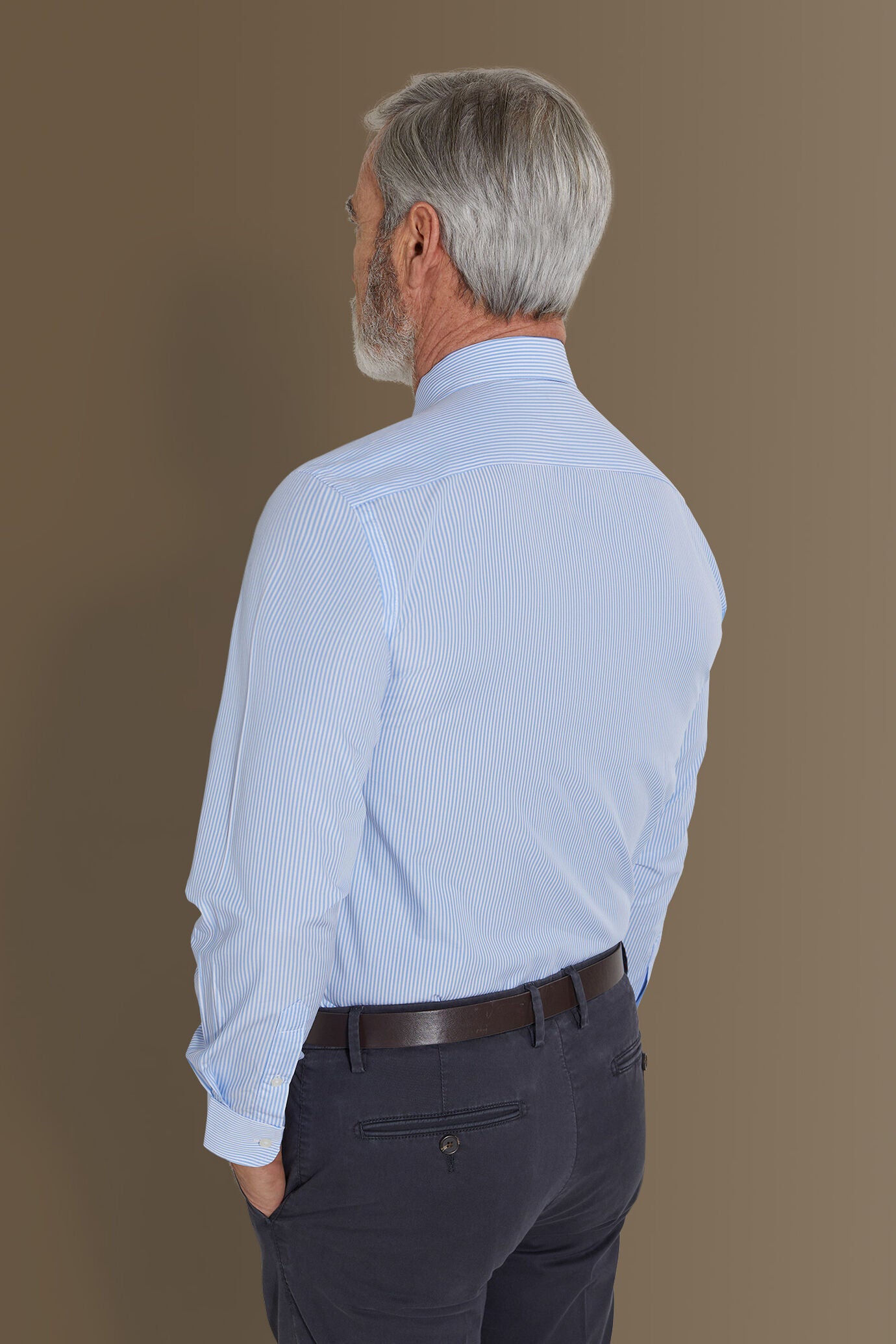Classic shirt french collar stripes fabric