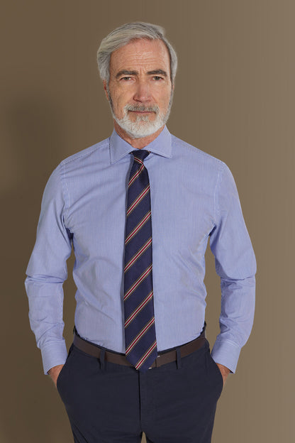 Classic shirt french collar narrow stripes fabric