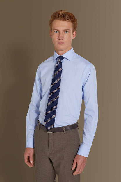 Classic shirt french collar herringbone fabric