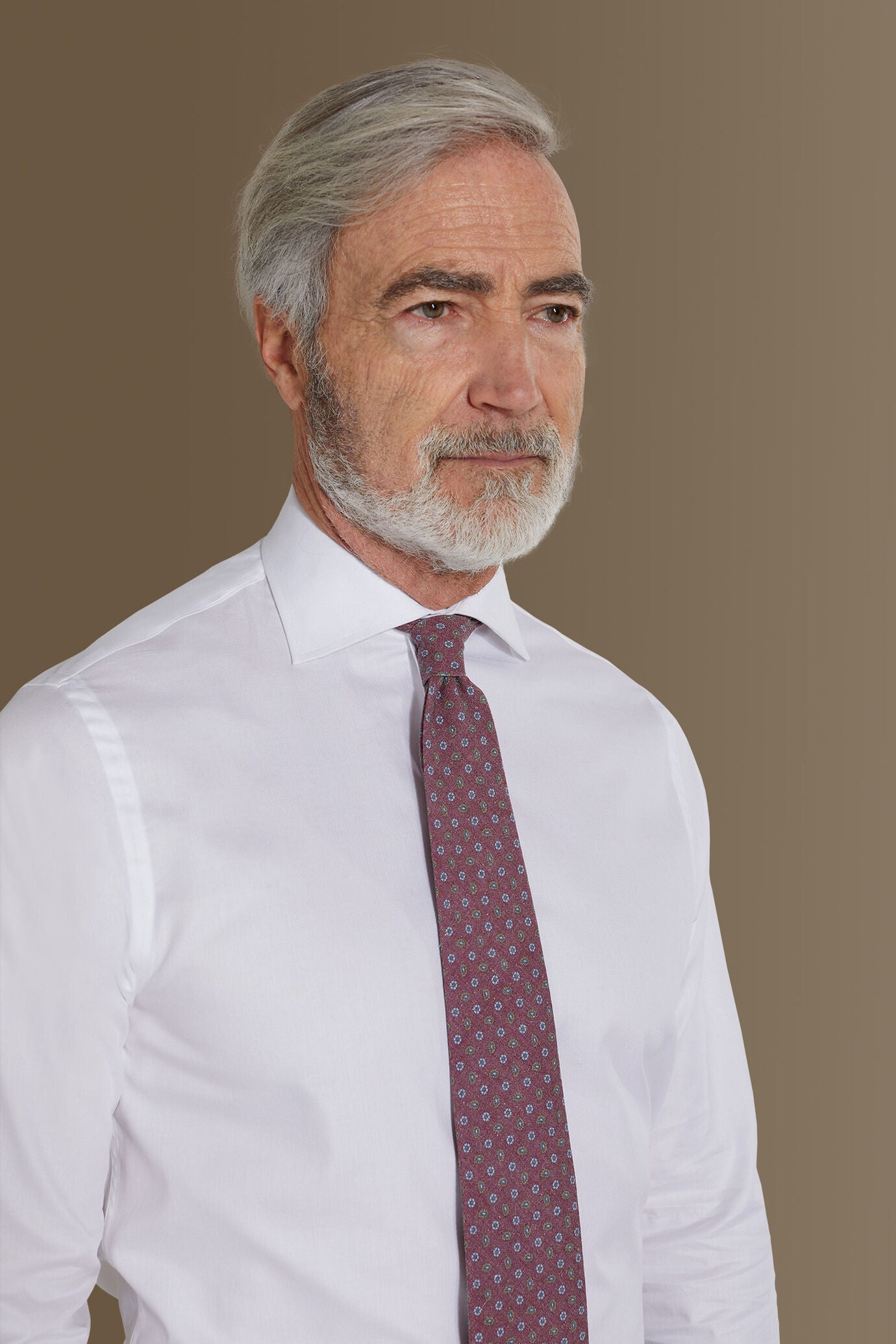 Classic shirt french collar herringbone fabric