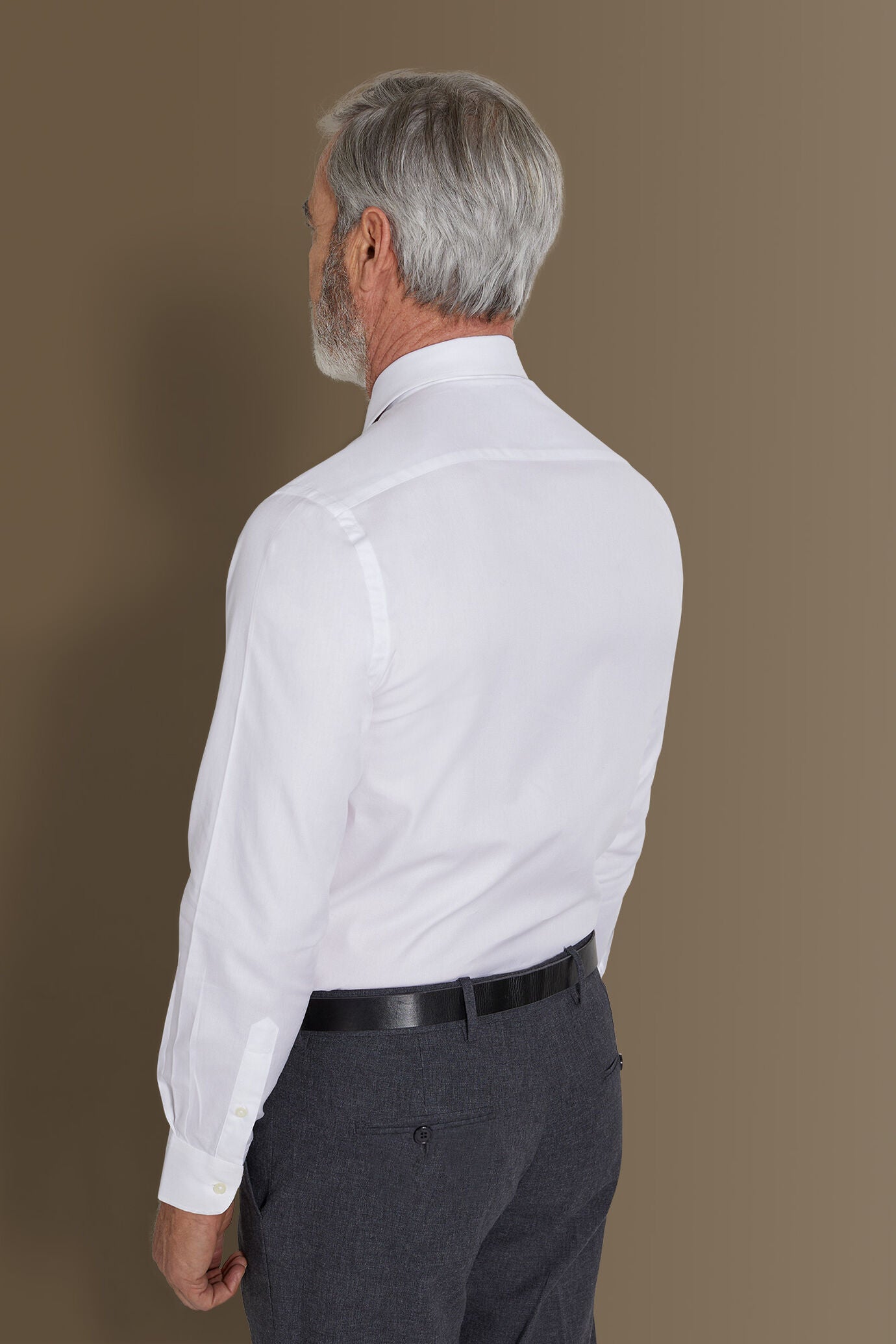Classic shirt french collar herringbone fabric