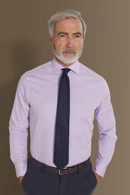 Classic shirt french collar herringbone fabric