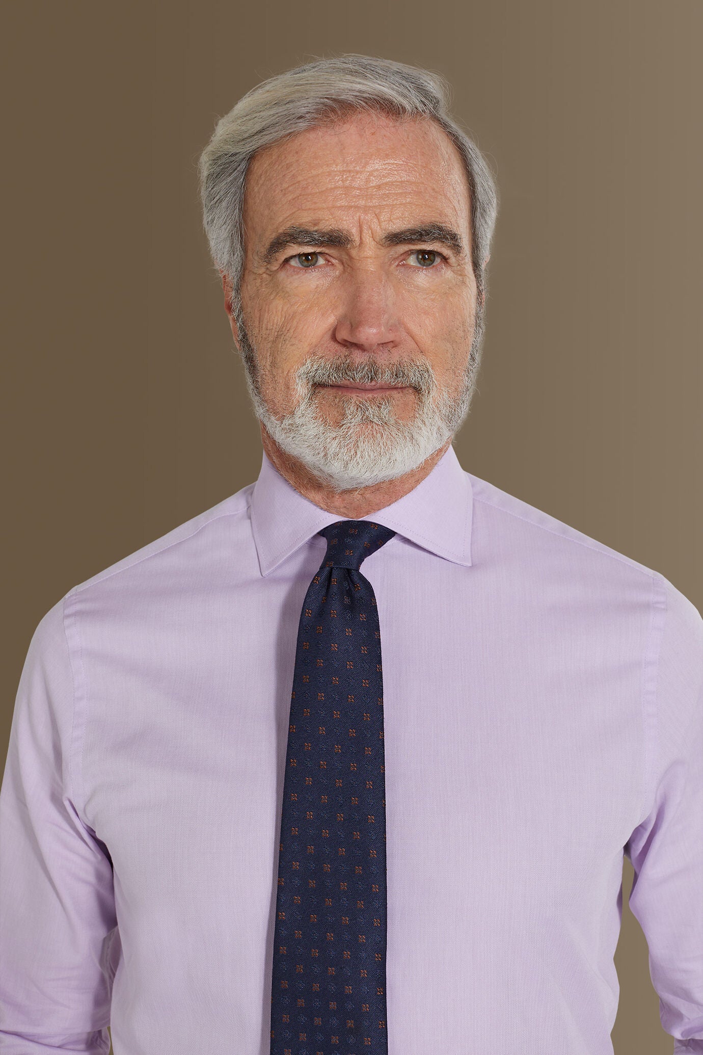 Classic shirt french collar herringbone fabric
