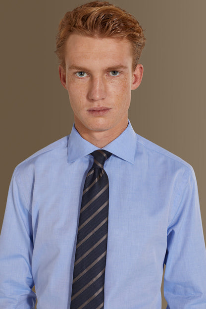 Classic shirt french collar herringbone fabric