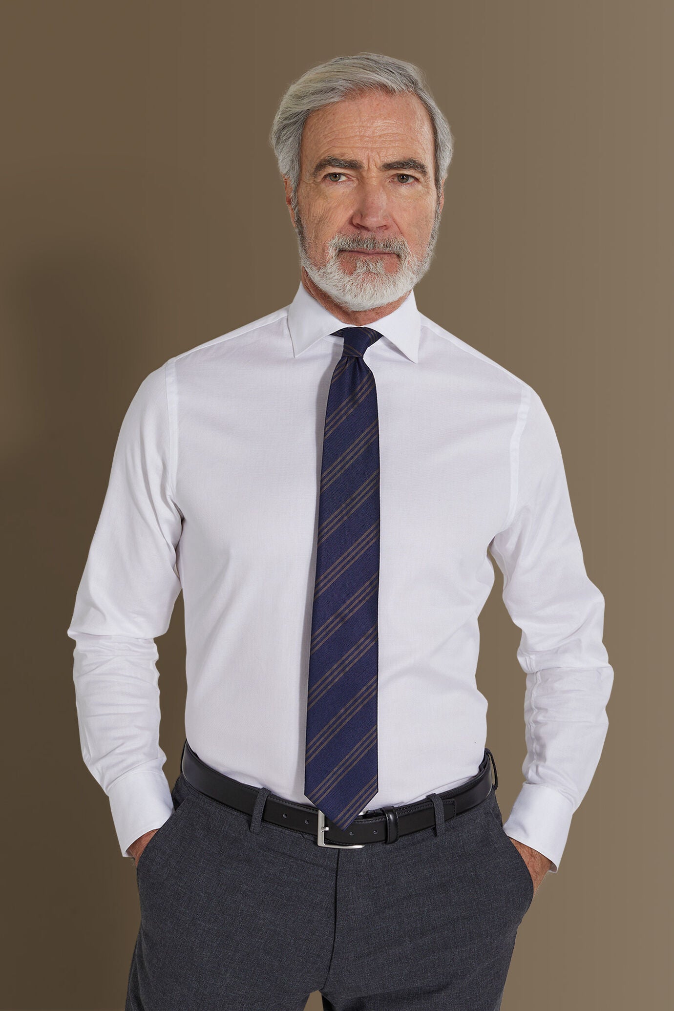 Classic shirt french collar dobby fabric