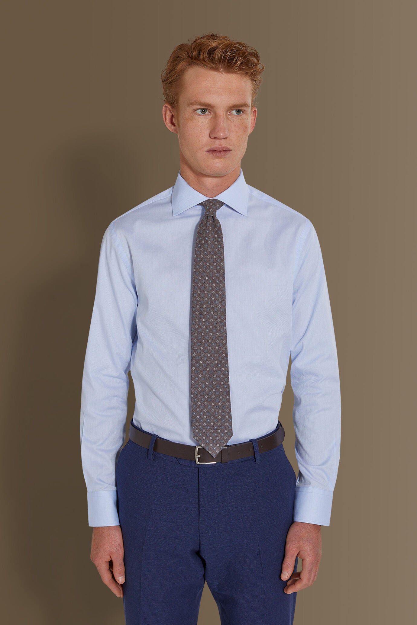 Classic shirt french collar dobby fabric