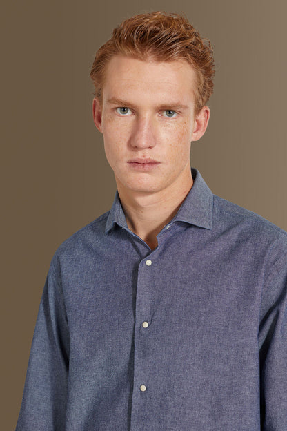 Casual shirt french collar chambray fabric