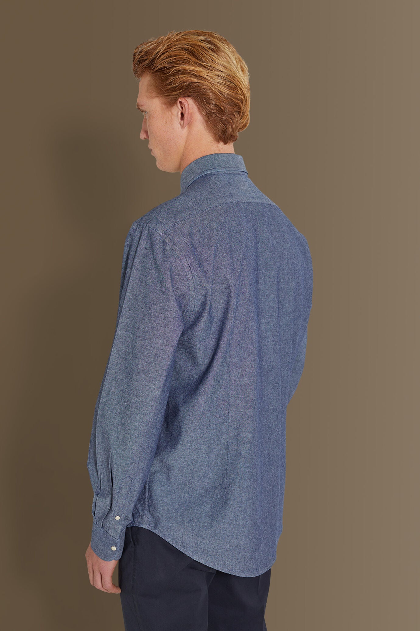 Casual shirt french collar chambray fabric