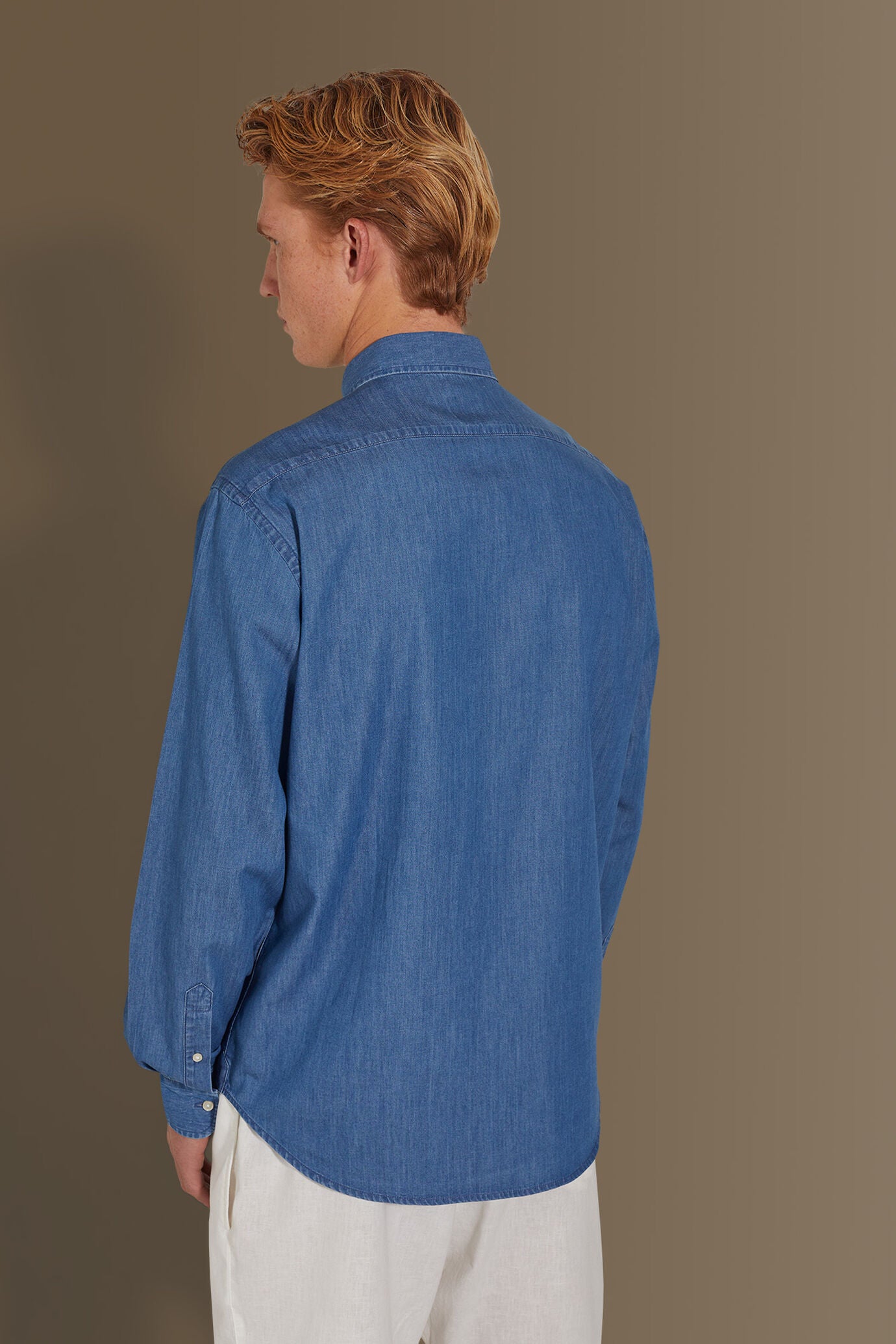 Casual shirt french collar jeans fabric