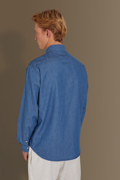 Casual shirt french collar jeans fabric