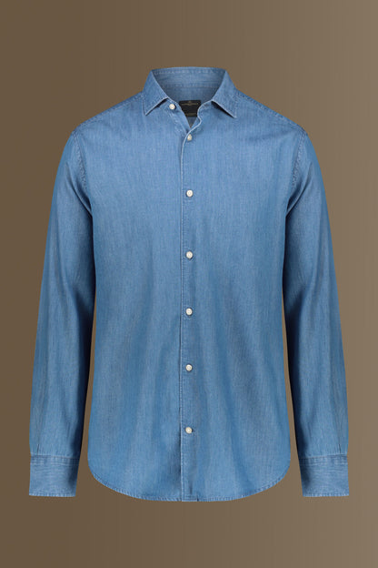 Casual shirt french collar jeans fabric