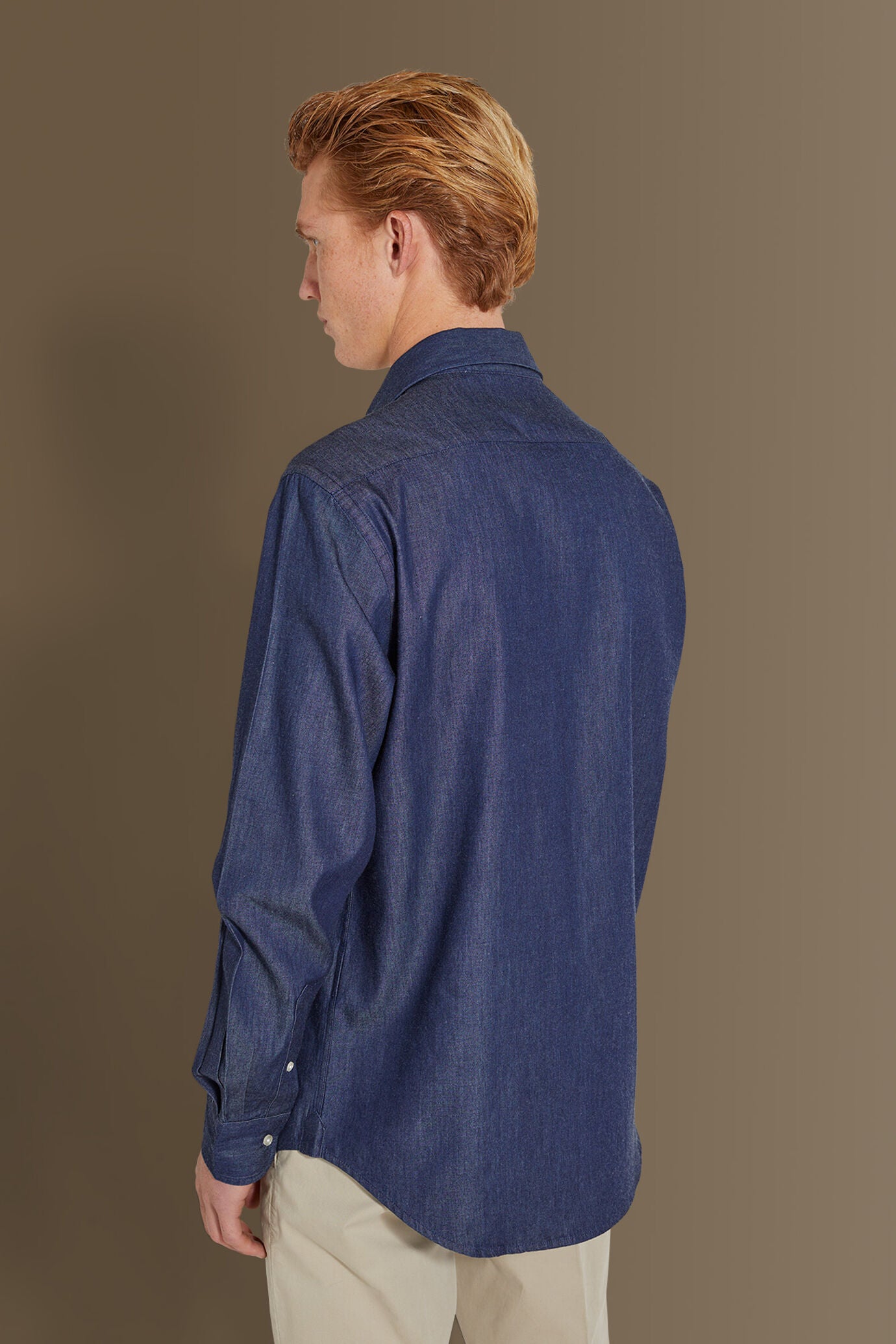 Casual shirt french collar jeans fabric