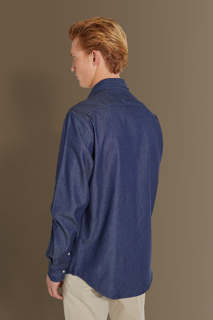 Casual shirt french collar jeans fabric