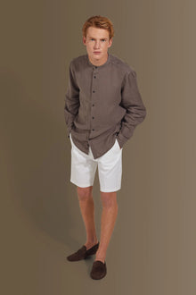Casual shirt corean collar 100% linen solid colour