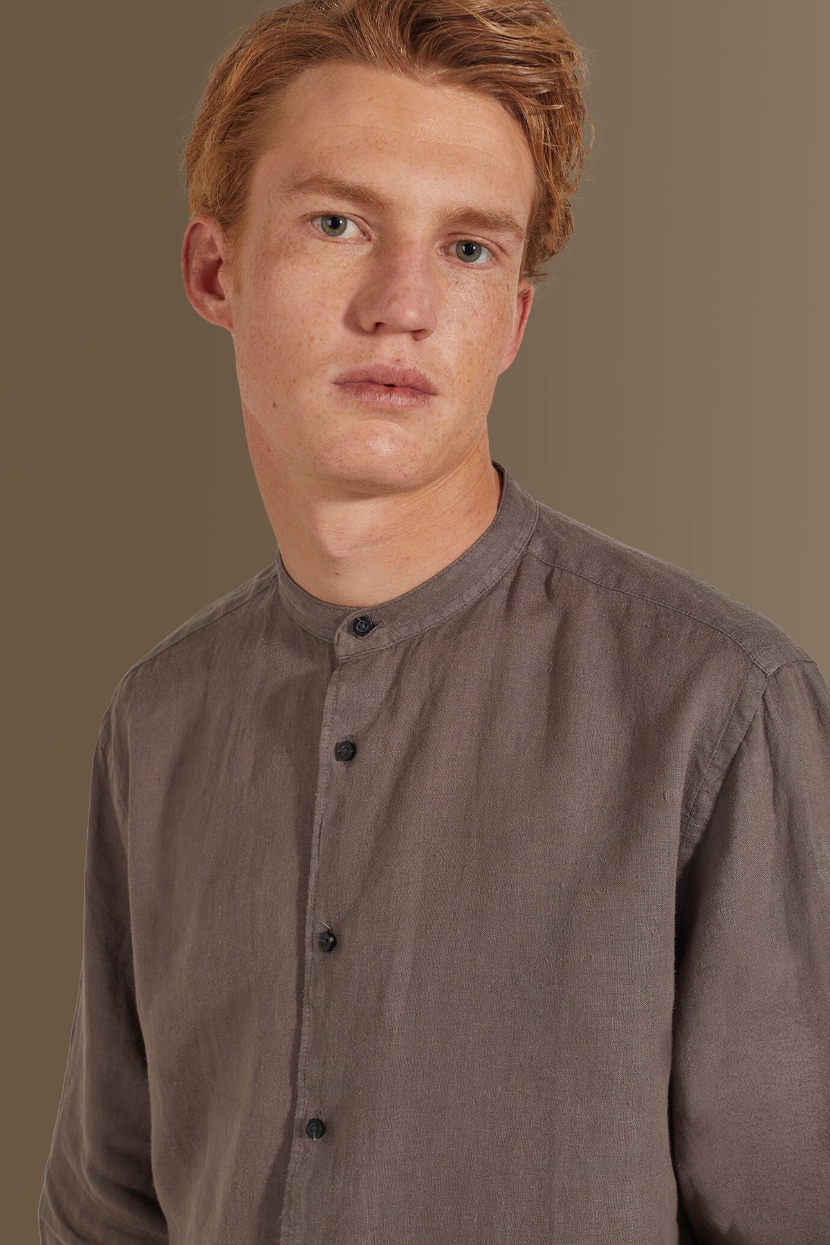 Casual shirt corean collar 100% linen solid colour